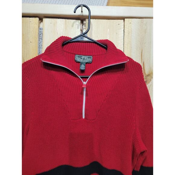 LRL Lauren Active Ralph Lauren 1/4 Zip Mock Neck Sweater Womens Large Red - Picture 4 of 9
